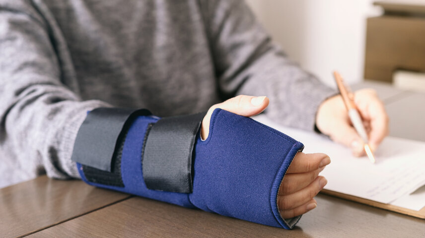 Person wearing splint on wrist
